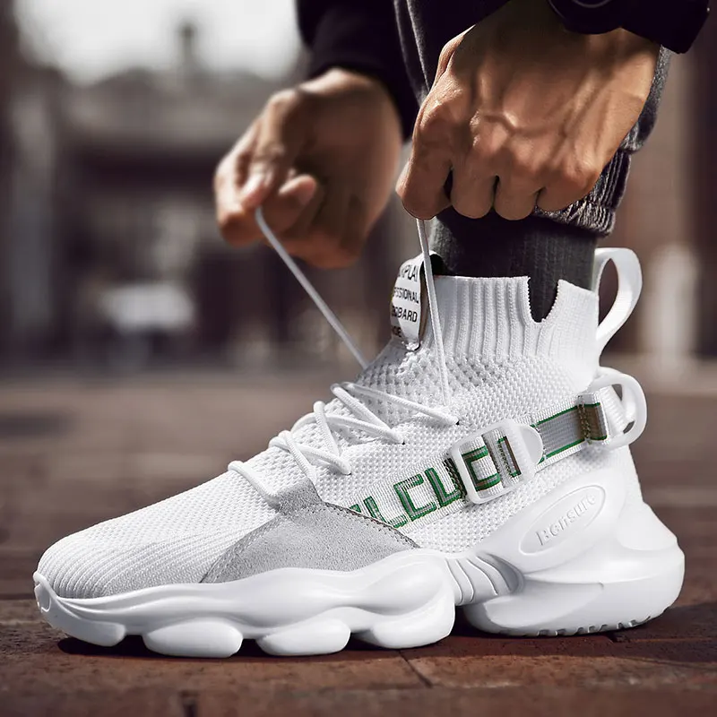 

New Style Men's Hight-top Trendy Shoes Korean-style Trend Versatile Spring and Autumn White Shoes Sportss off white brand shoes