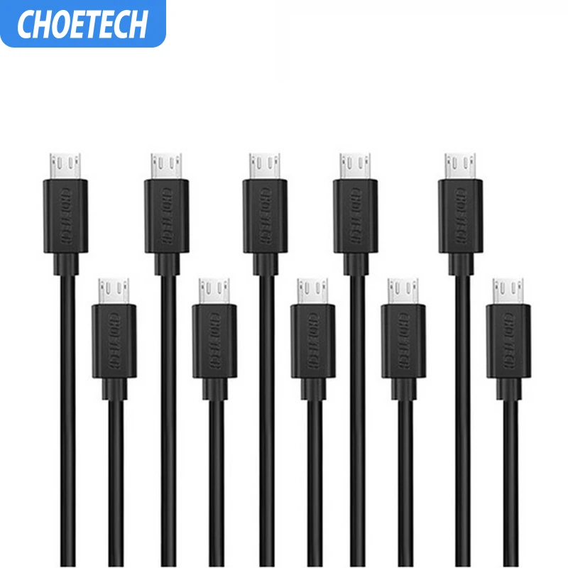 CHOETECH, 10 шт./лот, кабель Micro USB, 5 В, 1,2 A, 2,0 фута/м, USB, кабель для быстрой передачи данных и зарядки для samsung Galaxy S7, кабель для мобильного телефона