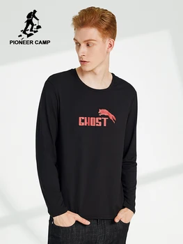 

Pioneer Camp Long Sleeve T-shirt Male Casual Graphic Stretch Crew Neck Wolf tshirt Men Clothes ACT901309
