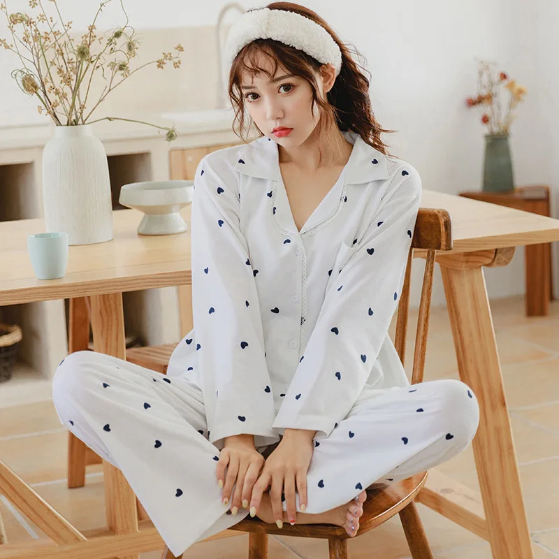 

Spring Pajamas WOMEN'S Cardigan Long Sleeve Trousers Cartoon Homewear Set C1010 #190 Grams Qmilch M -Xxl