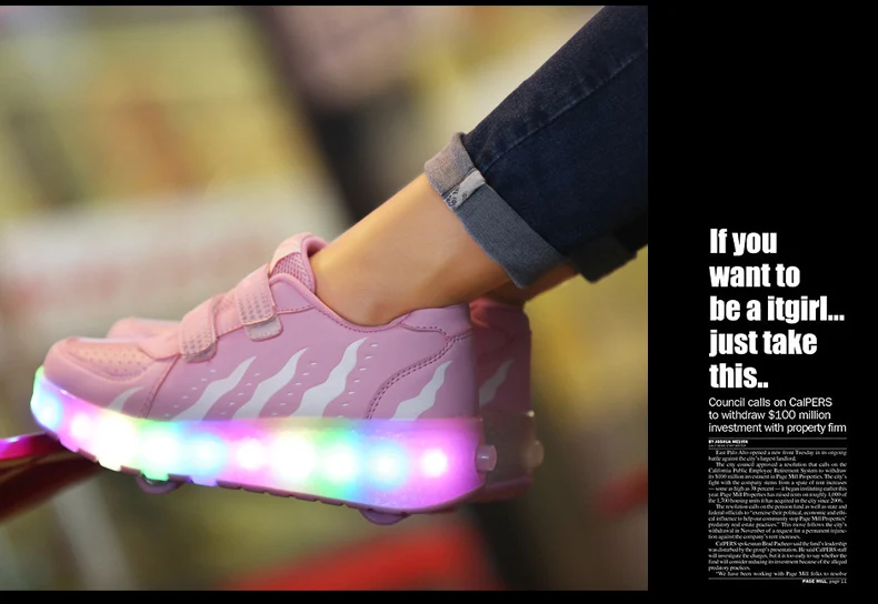 Heelys светодиодный детский ролик детская обувь для скейтбординга Детские колесико для роликовых коньков обувь колеса мальчик роликовые коньки светящиеся туфли со светодиодами