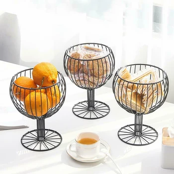 

Geometric Iron Fruit Basket Vegetable Snack Basket Bowl Cup Kitchen Storage Holder Home Kitchen Decor
