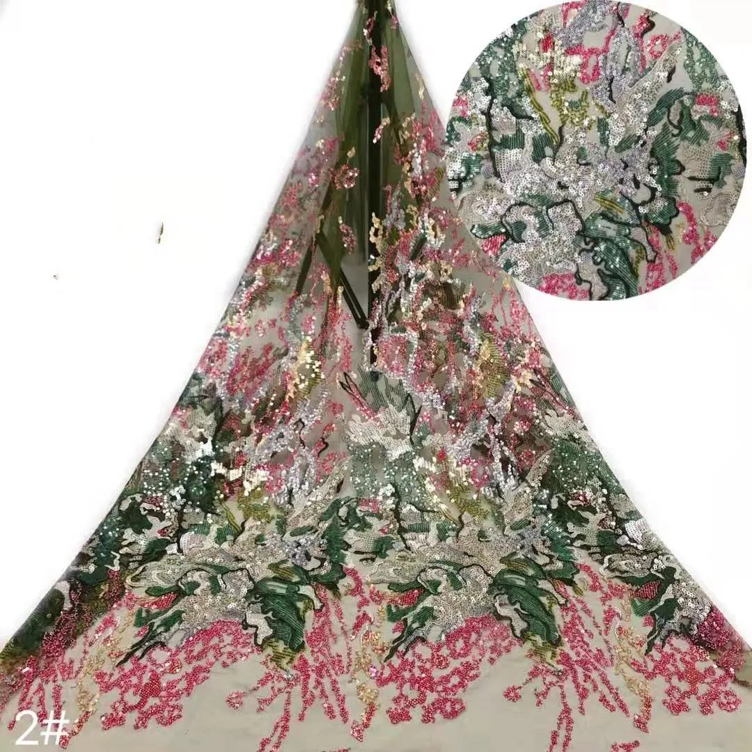 

Luxurious latest design Bright With sequins embroidered French mesh lace African fabric for wedding dress evening dress Party