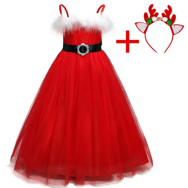 

Red Christmas Dress with Sashes for Girls Toddler Kids Princess New Year Party Long Prom Gown Kids Dresses for Girls Xmas Gift