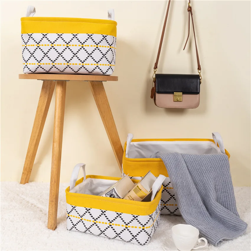 Panier De Rangement Rectangulaire En Tissu épais - 35x25x20 Cm, Pliable, Rayé Bleu/orange, Pour étagère, Placard, Jouets, Salle De Bain