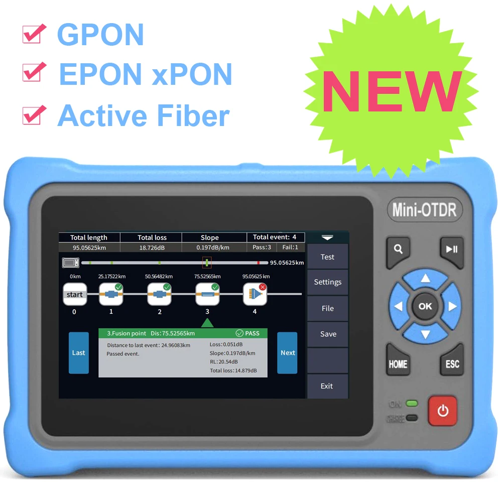 Gpon Epon Xpon Test Su Fibra Attiva Otdr Test Su Fibra Live Mini Riflettometro Ottico Vfl Ols Opm Mappa Degli Eventi Tester Ethernet 1610Nm