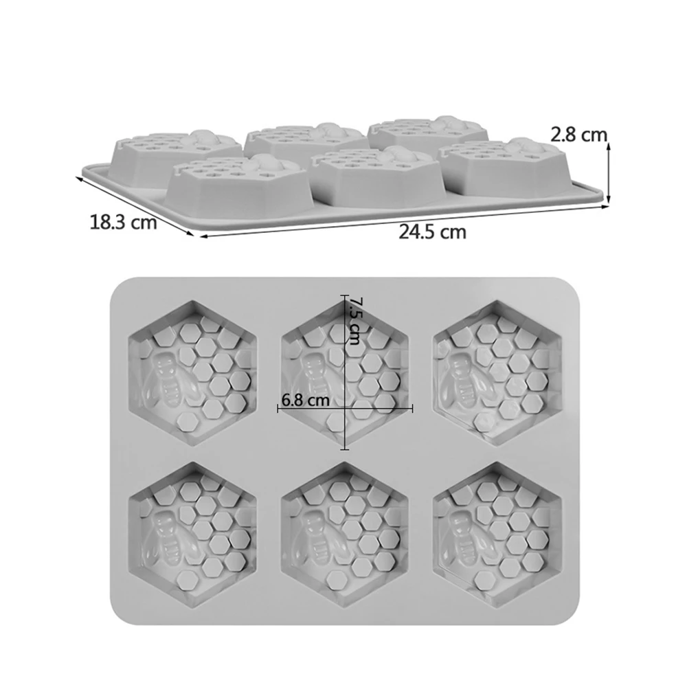 DIY мыльница силиконовая форма 3D Мыло с изображением пчелы 6 полости легко снести ручной работы мыло ремесло