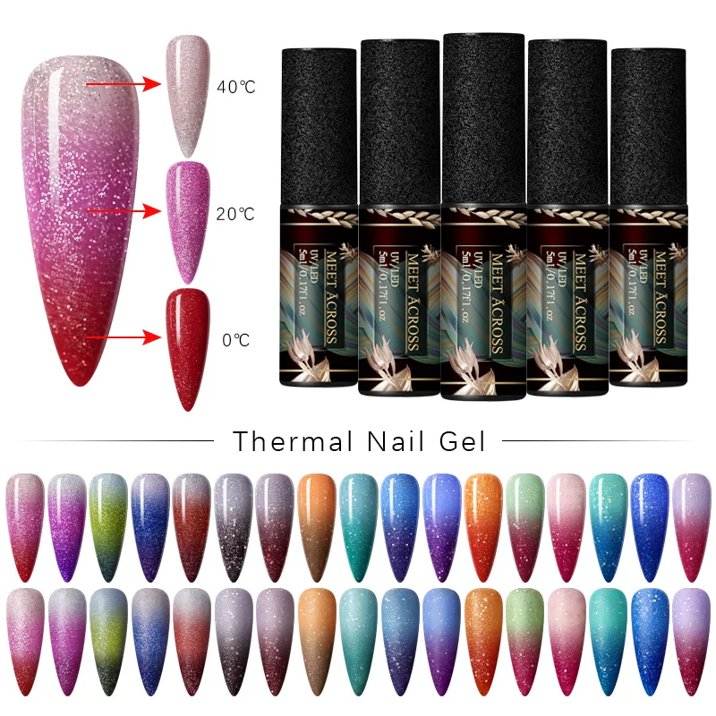 MEET ACROSS 5ml Thermal Color Changing Gel Nail Polish Holographic