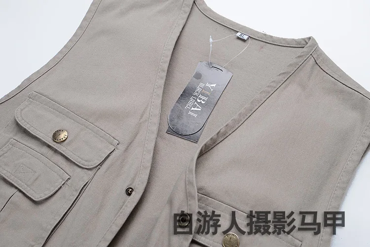 Pure Cotton Multi-pockets Middle-aged Daddy Clothes Waistcoat Casual Fishing Photography Vest MEN'S Vest plus Hypertrophy