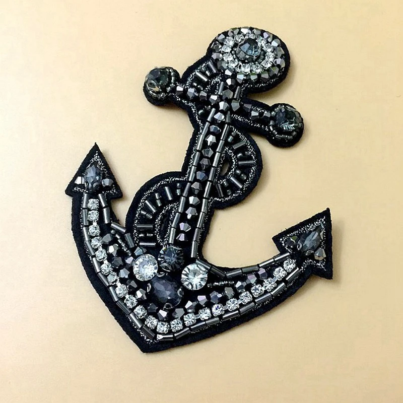3D ручной работы Rhineston бисером патчи бабочка якорь замок пришить нашивка на одежду с блестками бисер Прохладный патч аппликация