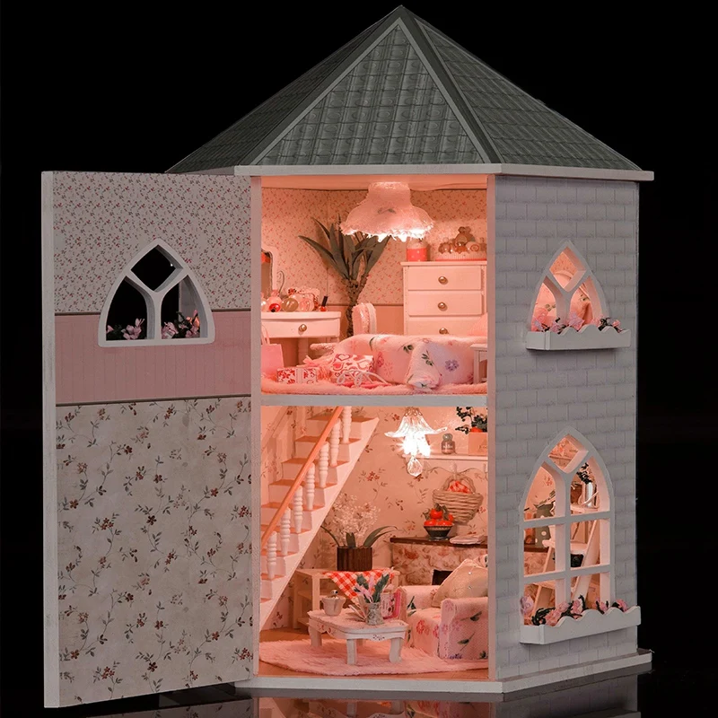 Gifts DIY Doll Houses Wooden Doll House Unisex 3D Dollhouse Furniture Toy Doll House Miniature Furniture Crafts 13816