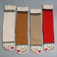 Забавные женские носки, новинка, носок с кольцом, принт с красными ногтями, круглый носок