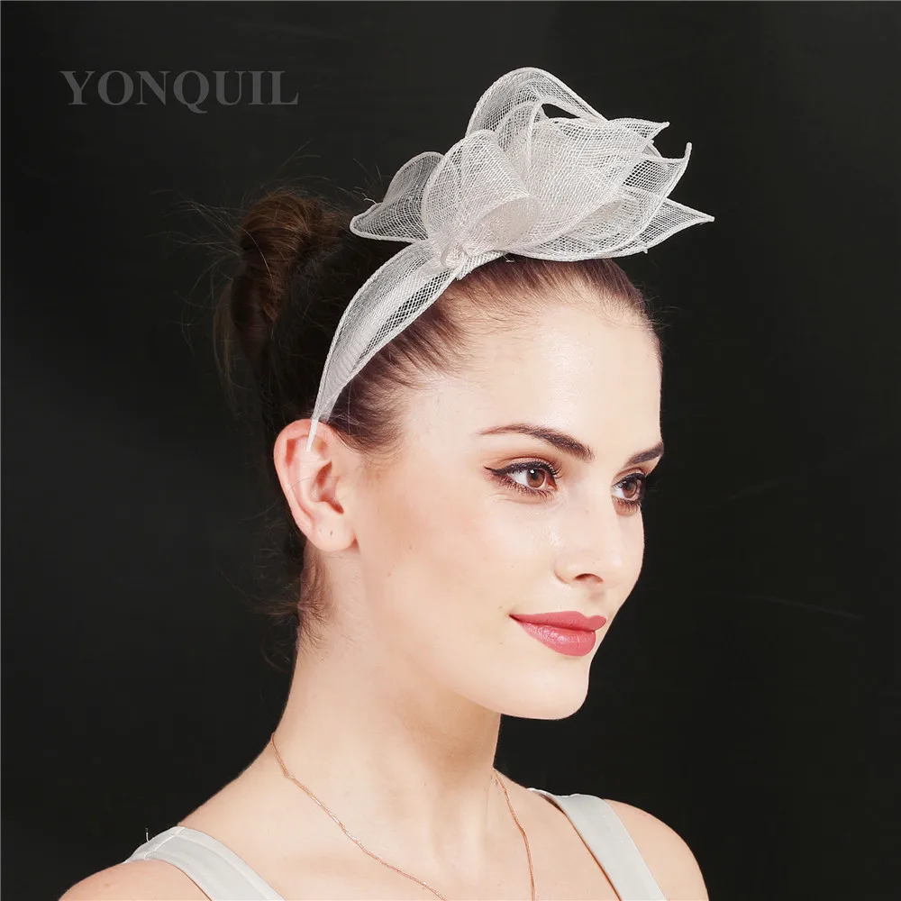 Шляпка millinery, Свадебная шляпка-чародей с клипсами, для женщин, sinamay, с цветком, причудливый Декор из перьев, на лентах для волос, очаровательный головной убор SYF708