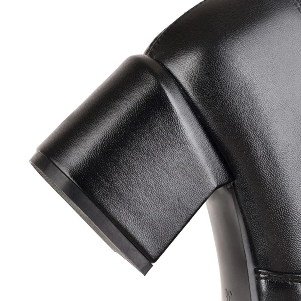 Лидер продаж; botas mujer; женская обувь на высоком каблуке 6,5 см; Motocicleta Mulheres Martin Outono Inverno Botas De Couro Femininas; ботинки; 8-18