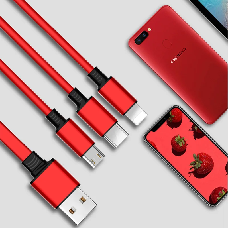 Rovtop 3 в 1 usb type C Micro USB кабель type-c для iPhone кабель зарядного устройства 120 см 3A кабель быстрой зарядки USB C