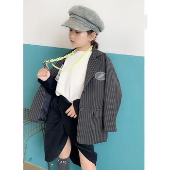 

Girls baby blazer coats spring autumn new casual style striped balck blazer jackets outerwear tops for children clothes ws968