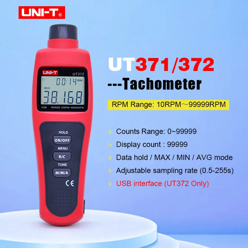 UNI T UT372 бесконтактные Тахометры целевой диапазон оборотов в минуту 10 ~ 99999