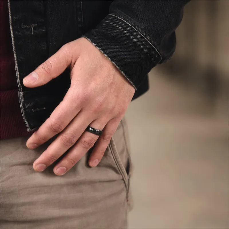 Tigrade السيراميك نحى خاتم أسود للرجال النساء 4/6/...