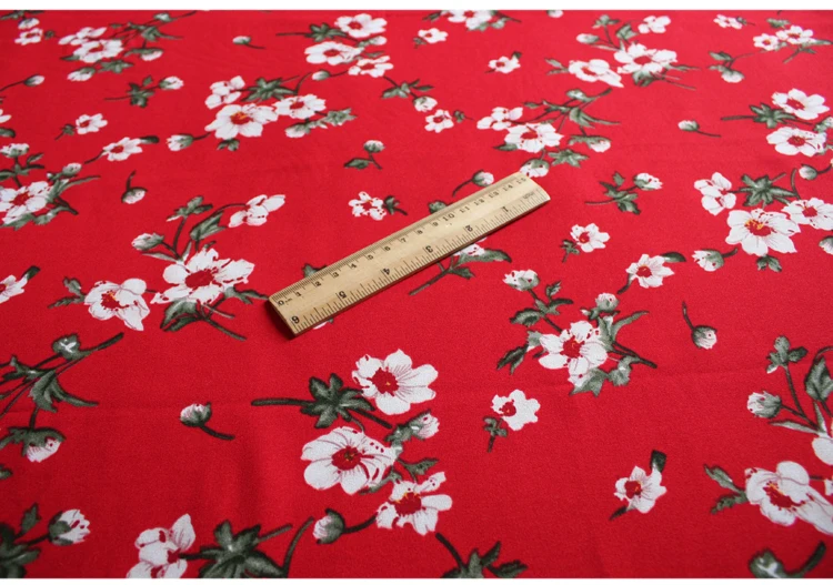 Половина метра Китайский ветер Персиковый Цветок шифоновая ткань с рисунком для платья рубашка брюки юбка одежда для девочек T900