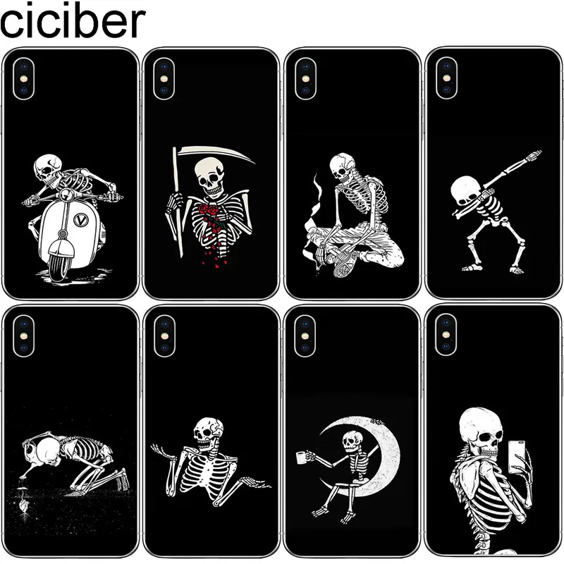 Cicibers Забавный сатанический Череп Мягкий силиконовый чехол для телефона iphone 7 8 6 S
