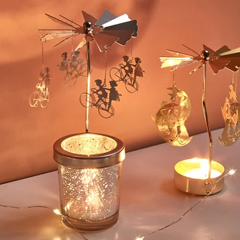 

Creative romantic rotating candlestick home dining table candlelight dinner props decoration metal candlestick cute ornaments