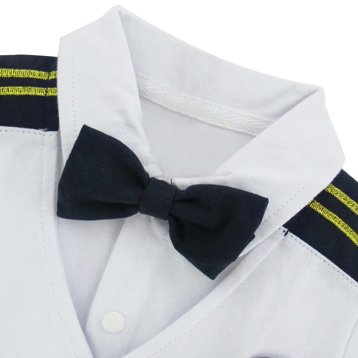 Tanie Chłopcy kapitan kostium Romper z kapeluszem noworodek Halloween Cosplay kombinezon maluch Skipper Sailor Playsuit