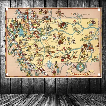 

"United States published in 1935 Montana Map" Retro Map Flag Banner Tapestry Poster Wall Hanging Cloth Print Art Home Decoration