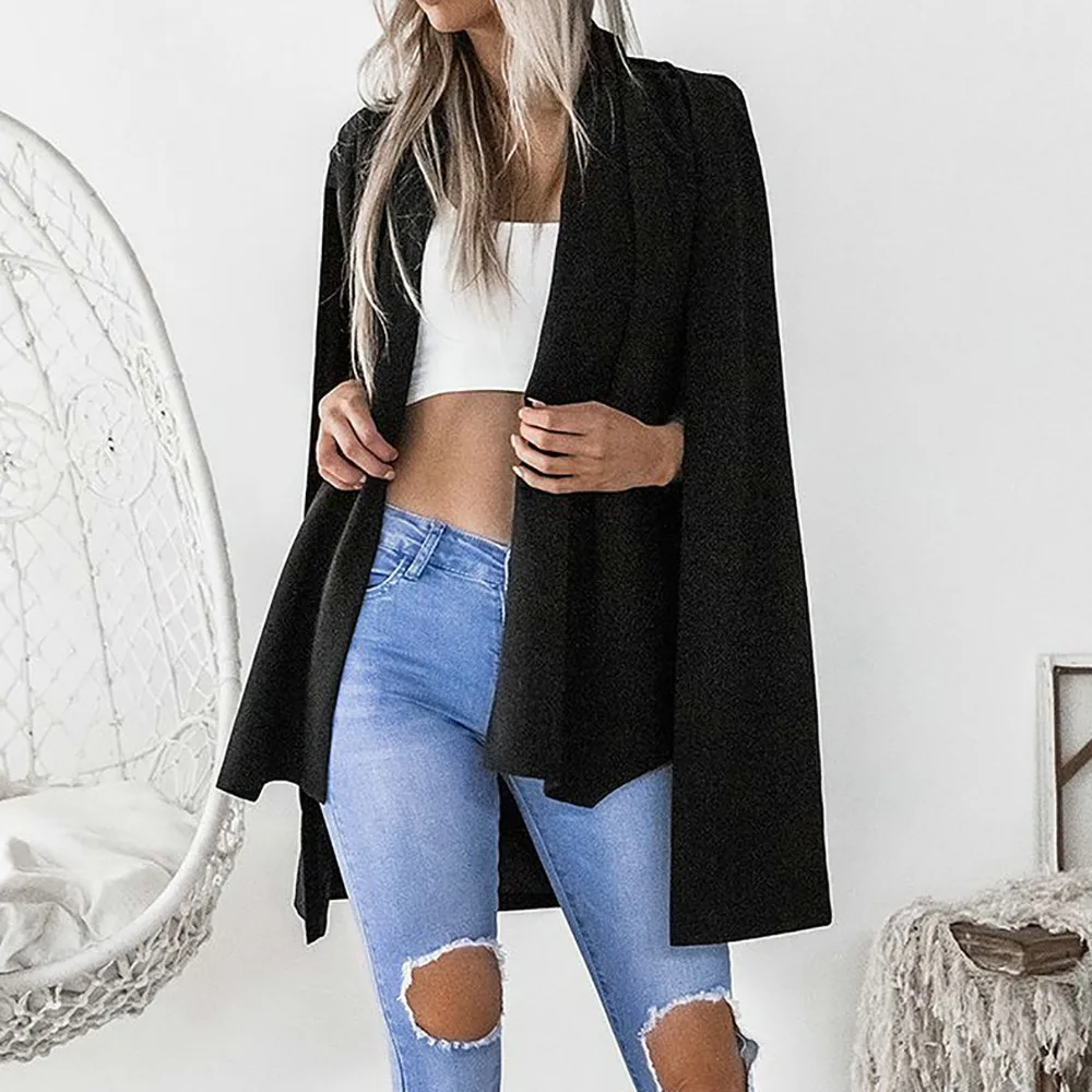 Осенний плащ для женщин одноцветные накидки шаль пальто пончо Mujer Invierno Elegantes