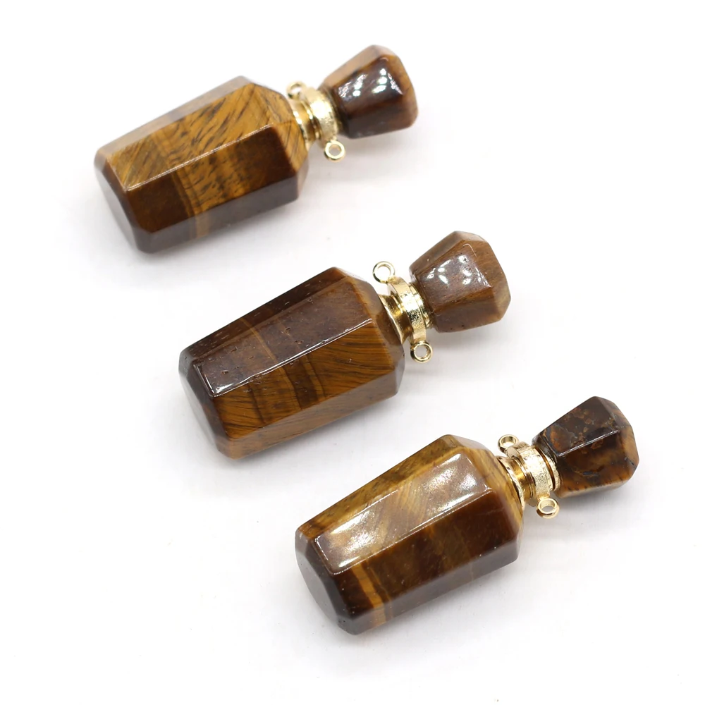 

Natural Semi-precious Stone Tiger's Eye Perfume Bottle Pendant Beads Exquisite DIY Jewelry Making Necklace Bracelet