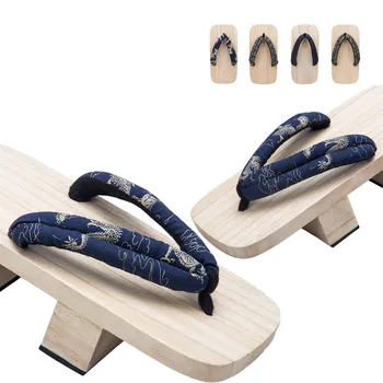 

WHOHOLL Original Geta Man Women Japanese Kimono Clogs Cosplay Costumes Wooden Shoes Flip Flops Platform Two-teeth Slippers 38-46