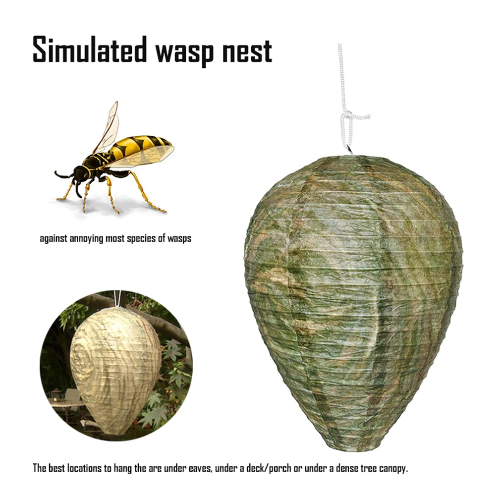 

Flying Hanging Wasp Bee Trap Fly Insect Simulated Wasp Nest Effective Safe Non-Toxic Hanging Wasp Deterrent for Wasps Hornets