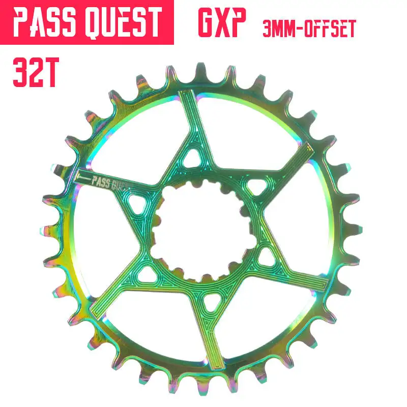 PASS QUEST SRAM gx xx1 eagle GXP титановая велосипедная Звездочка 3 мм офсетная система для горного велосипеда узкая широкая Цепь 32 T-38 T - Цвет: 32T