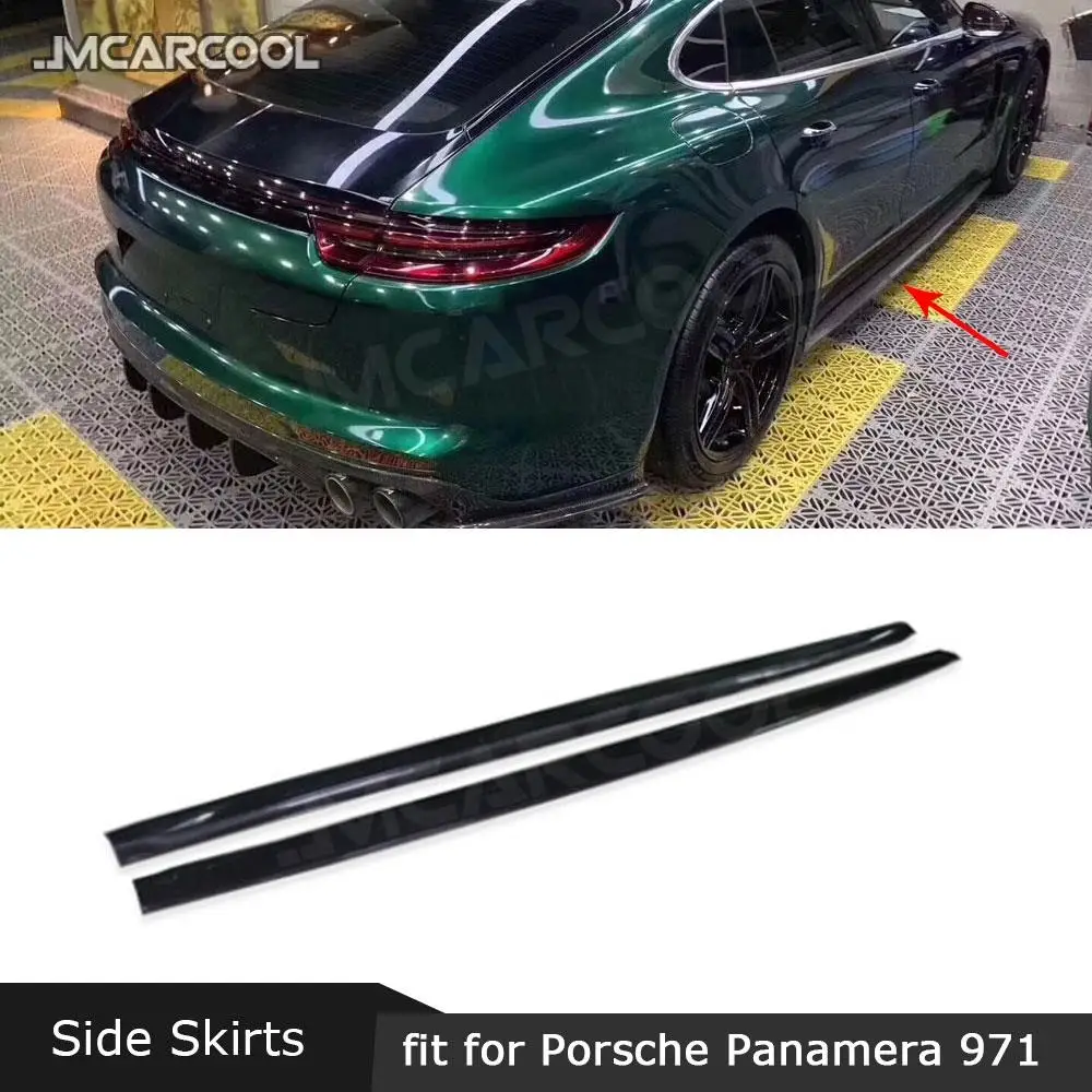 

2 PCS/Set Carbon Fiber Side Skirts Aprons For Porsche Panamera 971 2017 2018 2019 FRP Side Bumper Lip Trim Cover Car Styling