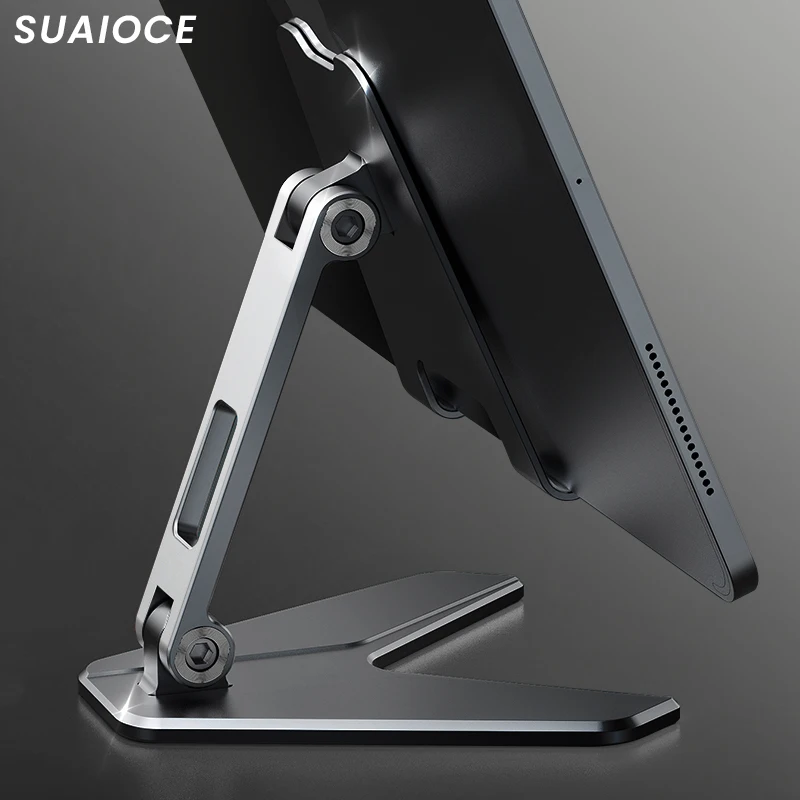 

SUAIOCE Tablet Stand Adjustable Foldable Tablet Holder For iPad Pro Air mini 4.7 10.9 12.9 inch Aluminium Alloy Desktop Stand