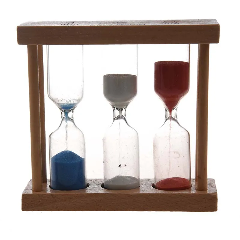 3 in 1 Sand Timer 1+3+5 Minute- Natural Wood