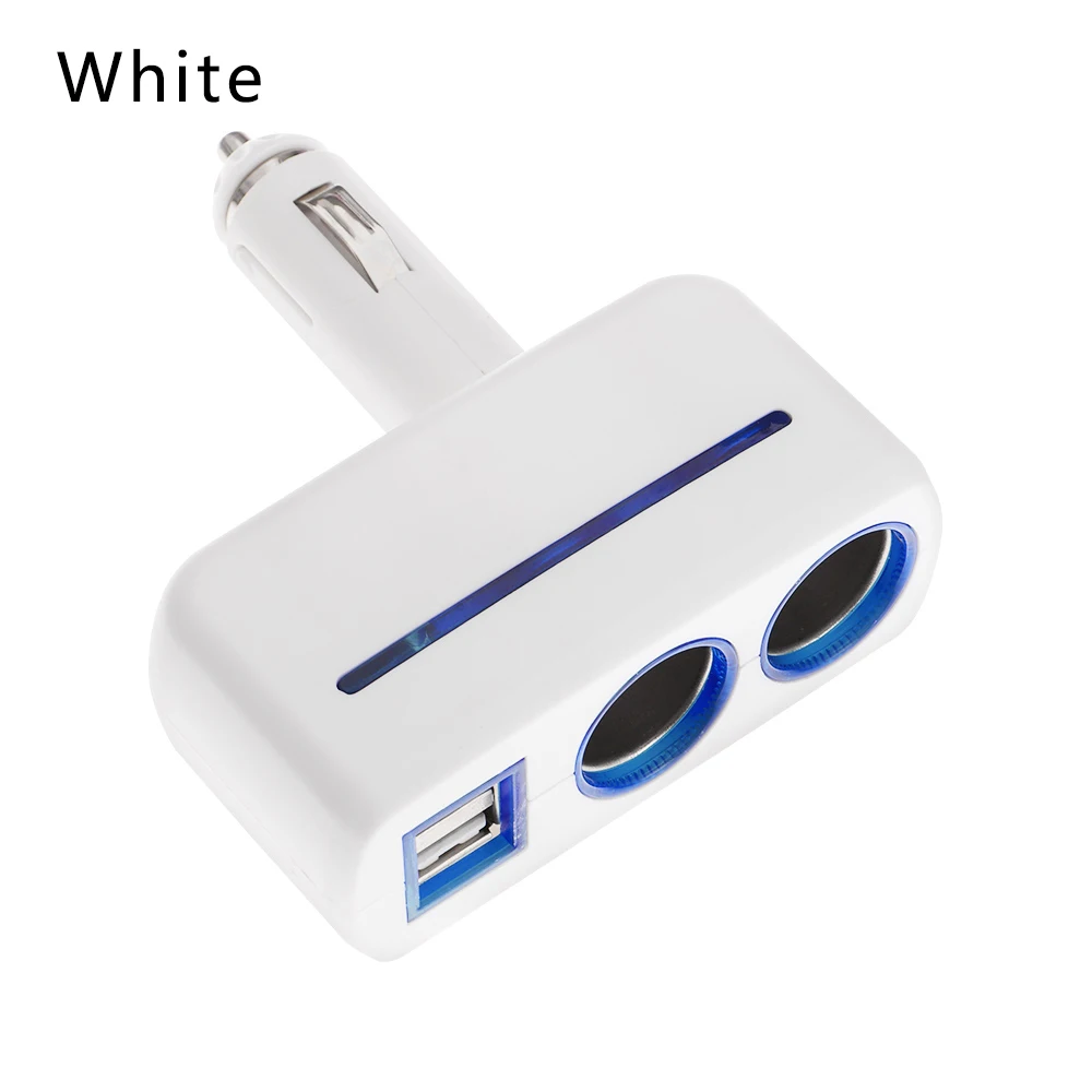 Авто двойной USB розетка для автомобильного прикуривателя сплиттер двойной штекер конвертер 12-24 В светодиодный зарядное устройство адаптер питания для телефона MP3 DVR gps - Название цвета: white