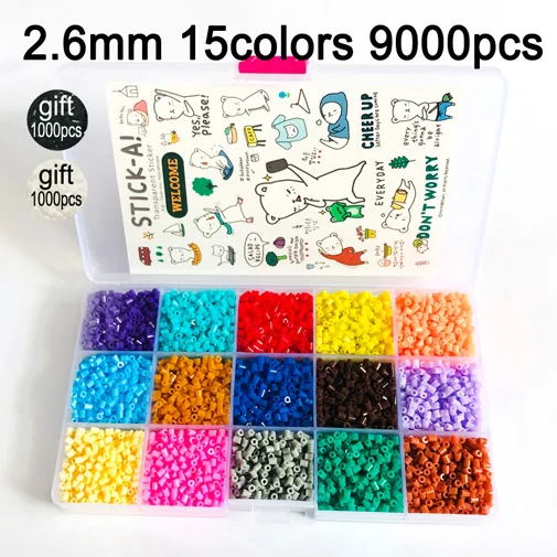 DOLLRYGA Mini 2,6 мм Хама бусины 9000 шт 15 цветов инструмент Pegboard бусина knutselen kinderen предохранитель шарик головоломки игрушка для детей abalorios - Цвет: 9000pcs