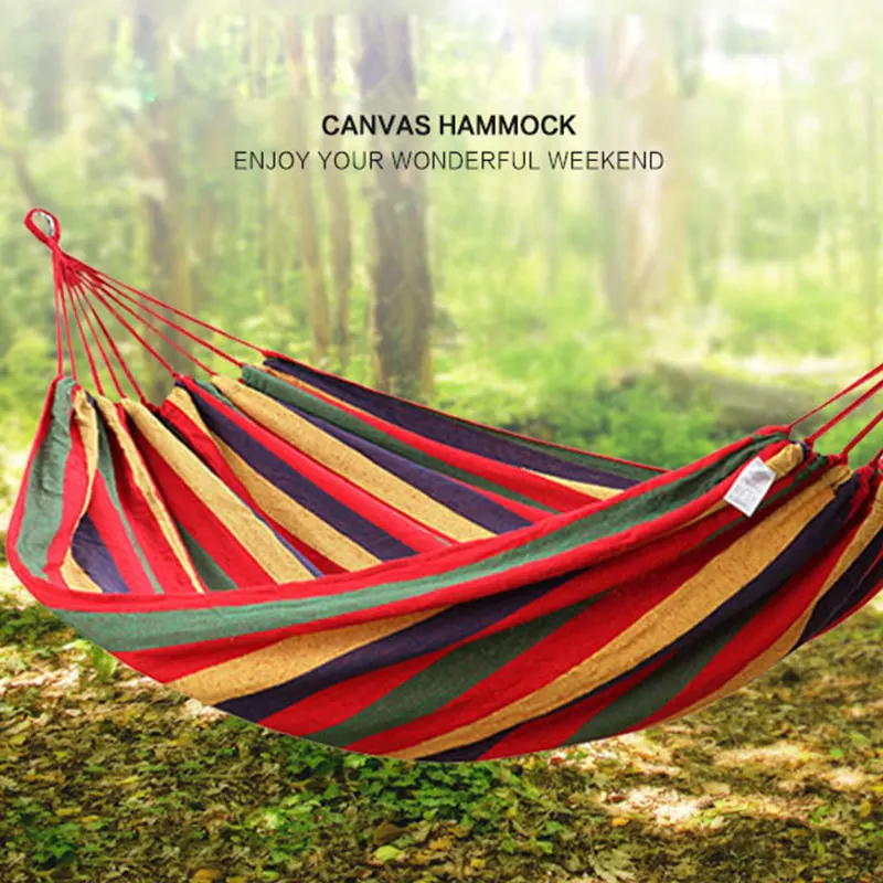 

Rainbow Outdoor Leisure Double 2 Person canvas + wood Hammocks Ultralight Camping Hammock with backpack