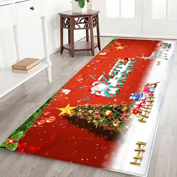 

Durable Christmas Themed Area Rug Soft Flannel Non-slip Floor Mat For Kitchen Living Dining Dorm Room Bedroom Decor 60 X 180CM