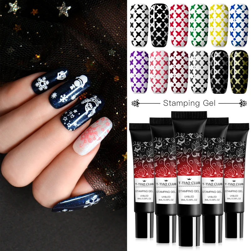

T-TIAO CLUB Nail Stamping Gel Polish Nail Art Permanent UV Varnish Hybrid Led Gel Lacquer DIY Stamping Pattern Nail Gel Polish