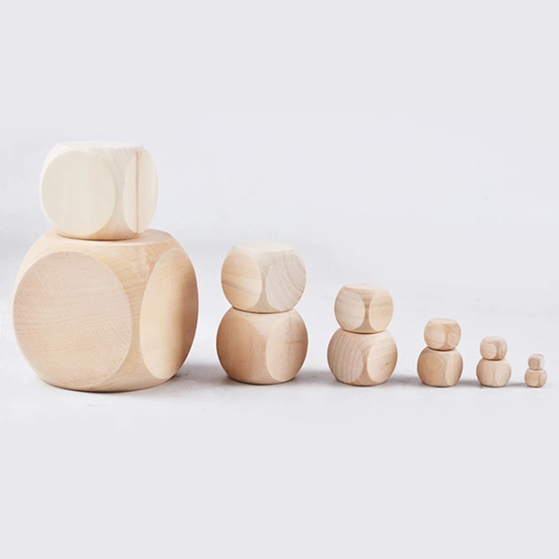 Game Dice 10pcs 6 Sided Blank Wood Dice Party Family DIY Games Printing Engraving Kid Toys Dices for Gaming for Children Wood Cube Dices