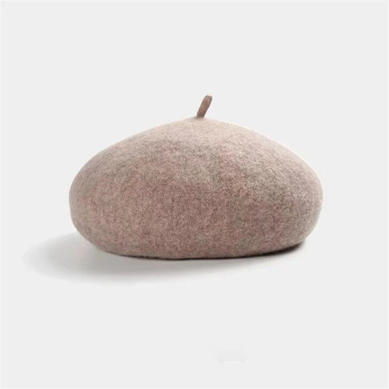 dark khaki Французский стиль, винтажный простой берет, шапка бини, шапка для женщин, платье для девочек, Осенняя шерстяная теплая зимняя шапка, берет, женские шапки, шапка s - Color: dark khaki
