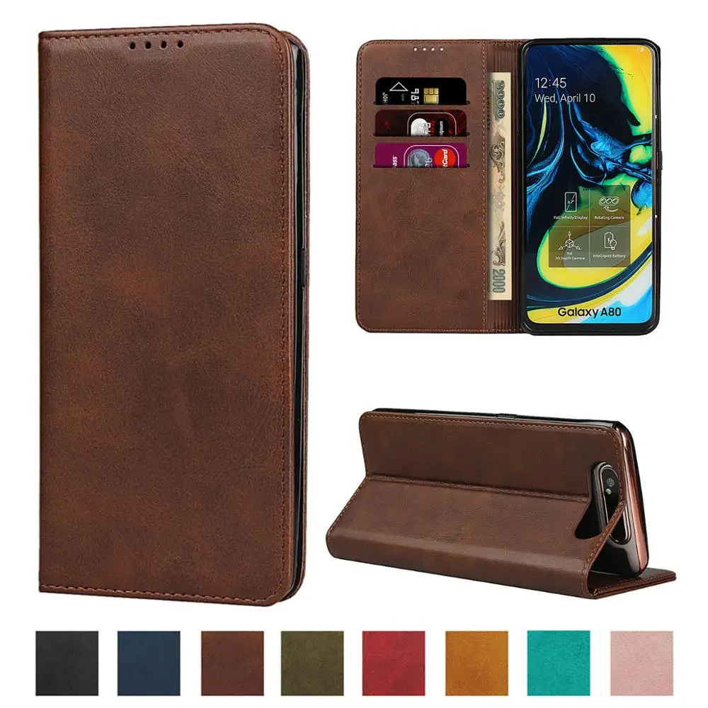 

Leather case For Samsung Galaxy A80 A70 A50 A40 mobile phone case cover For Galaxy A30 A20e A10 A9 2018 magnet cover card wallet