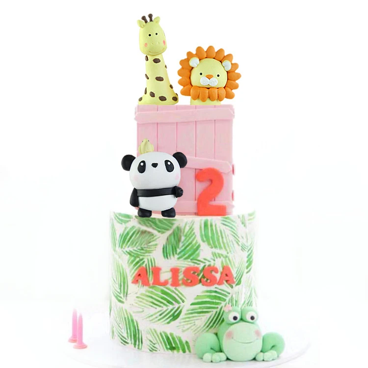 Dessin Anime Animaux Des Bois Gateau Topper Jungle Safar 1 2 3 Anniversaire Gateau Decor Mignon Panda Girafe Lion Garcon Anniversaire Dessert Decor Aliexpress