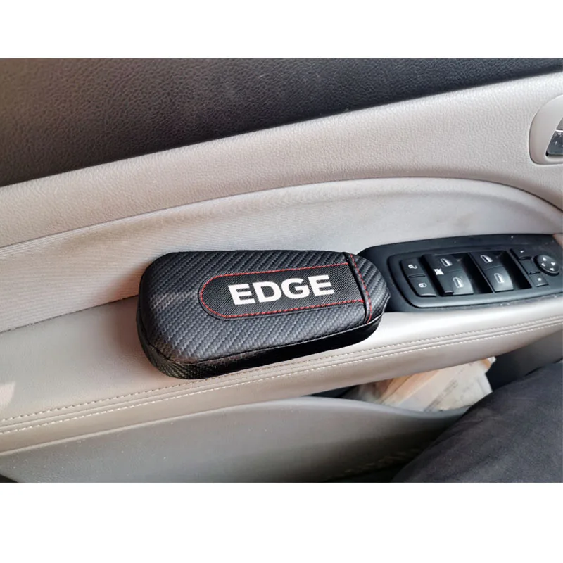 Для Ford Edge, 1 шт., углеродное волокно, кожа, авто подушка для ног, наколенник, Автомобильный Дверной рычаг, накладка на руку, автомобильные аксессуары, защита для автомобиля