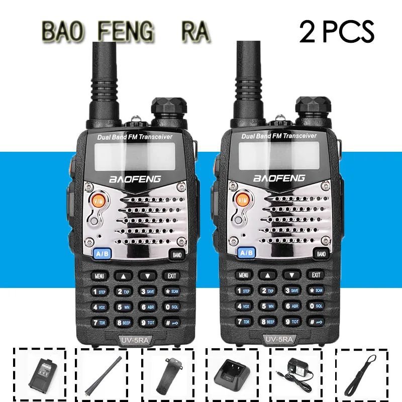 2 PCS 2 шт. BaoFeng UV-5RA двухдиапазонный 136-174/400-520 МГц FM Ham двухстороннее радио, приемопередатчик, профессиональная CB радиостанция рация - Цвет: 2 PCS