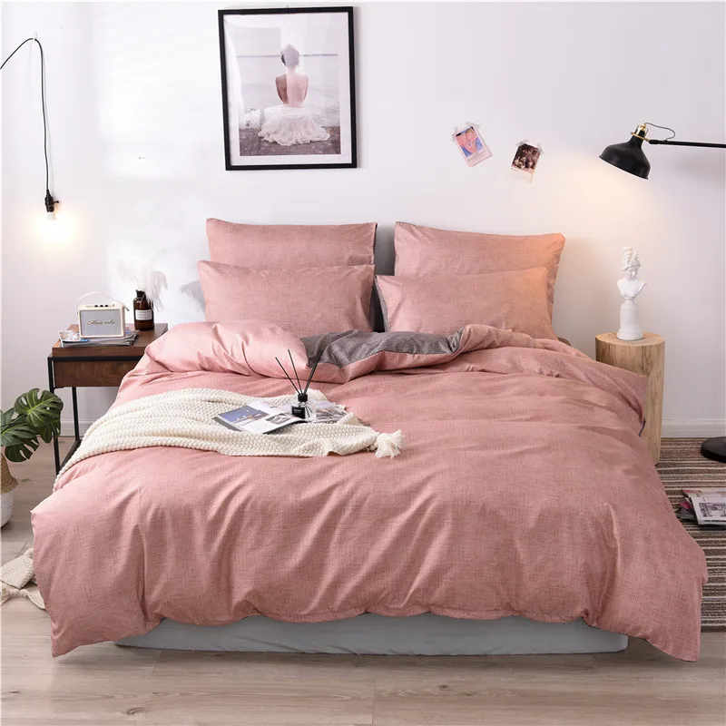Solid Geometric Bedding Sets Nordic Simple Ployester 3 Pieces Reactive Printing Single Queen King Bedding Sizes