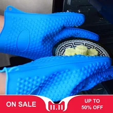 1 пара силиконовые термостойкие перчатки для приготовления барбекю Силиконовые Кухонные рукавицы для микроволновой печи перчатки для духовки