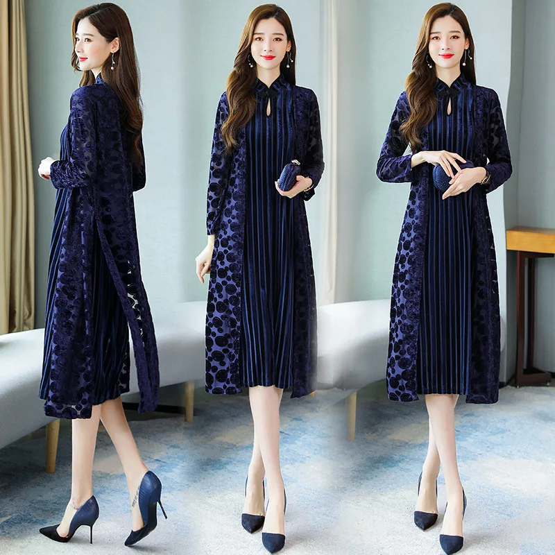 

Autumn Dress Women's Spring And Autumn 2019 New Style Waist Hugging Slimming Elegant Early Autumn Korean-style Ethnic-Style Slim