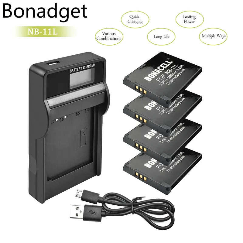 Bonadget NB 11L NB-11L батарея ЖК-зарядное устройство для Canon PowerShot ELPH 110 HS A2300 A2500 A3500 IS A2300 IS150 IS340 батарея для камеры